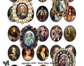 30mm x 40mm Men of the French Aristocracy, INSTANT DOWNLOAD at Checkout, digital collage sheets, brooches, lockets, Marie Antoinette