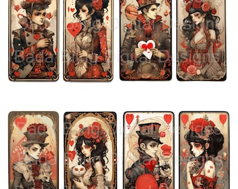 Dark Romance valentine tags, collage sheets for Valentine's Day INSTANT Download, original art   Valentine's Day tags, gothic romance
