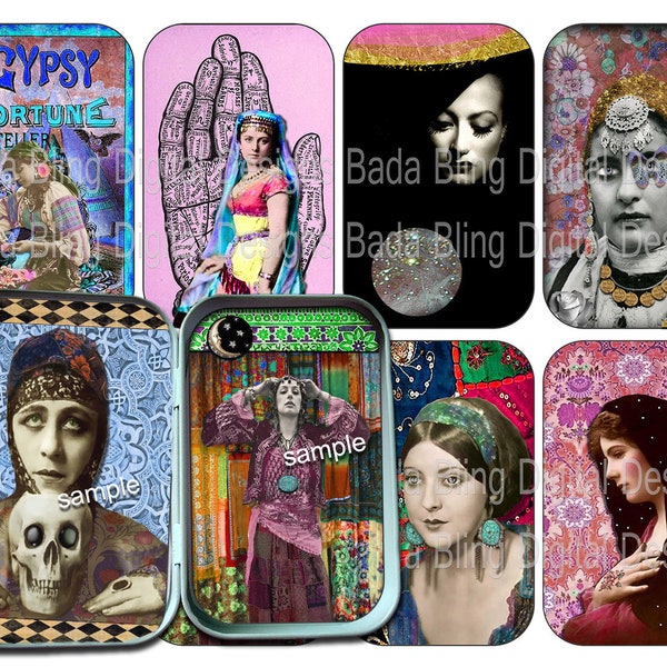 Gypsy Life # 2, Fortune Tellers, Gypsies and Mystics,altoid tin inserts for shrines or gift tags, digital collage sheets, INSTANT Downloads