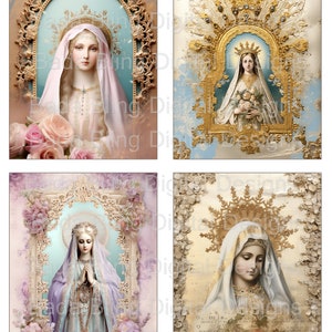 Original Heilige Karten Seite 4, SOFORTIGER DOWNLOAD, religiöse Collage Blätter, katholische Bilder, perfekt für Journale & Karten, religiöse Schreine