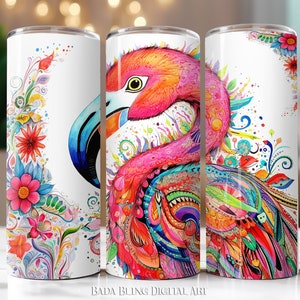 Flamingo Becher Designs, originale Kunst, 20 Unzen Becher Sublimation Designs, JPEG & PNG Dateien, Instant Download, künstlerische tropische Flamingo Kunst