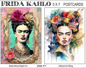 高品質のポストカードとして再現された、象徴的なフレダ・カーロの絵画