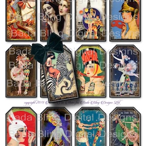 Todo el mundo es un escenario, etiquetas regalo, etiquetas collage hojas, descarga instantánea Digital en retirada, París, etiquetas de regalo imprimibles, etiquetas vintage