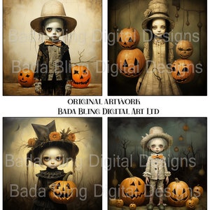 Spookies sheet #1, Halloween downloads, INSTANT DOWNLOAD, Halloween collage sheets, decorations, journals, 4 x 4 tiles, cards, tags