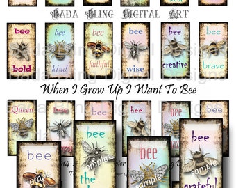 1 x 2  inch, What Do You Wanna Bee When You Grow Up, designed for 1 x 2 glass tile pendants,INSTANT Digital Download at Checkout, Be Best
