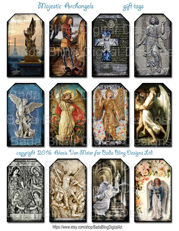 The Majestic Archangels Tag Collage Sheets INSTANT Digital 
