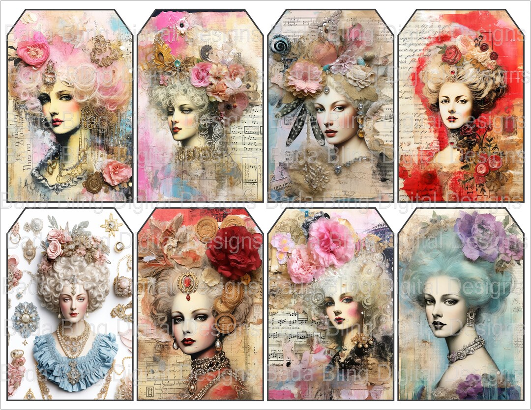 Marie Antoinette Printable Gift Tags, Sheet 4 of 4, Original Art ...