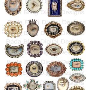 Thru My Lover's Eyes、ビクトリア朝時代、ジョージ王朝時代、ペンダント、チャーム、ブローチ用、デジタルコラージュシート、即時デジタルダウンロード、2 ファイル