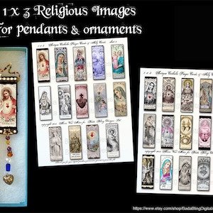 1 x 3, Gebetskarten & Heiligenbilder, COMBO 2 Collage Blatt, INSTANT DOWNLOADS, religiöse Folie Anhänger, Ornamente, Madonna, Christus