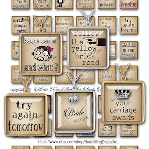 inchies, Make Me Smile, INSTANT Digital Download at Checkout, hojas de collage para joyas, colgantes de palabras, citas divertidas