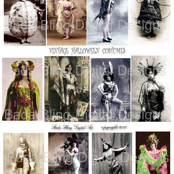 Ye Olde Halloween Costumes,   vintage french photos, digital collage sheets INSTANT  Digital Download at Checkout