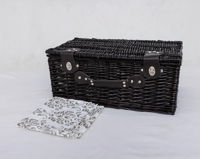 Handmade Wicker Picnic Basket Set for Two: Rustic Outdoor Hamper