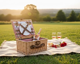 フレンチビンテージ 手仕事 ライナー付き ウィッカーバスケット ピクニック