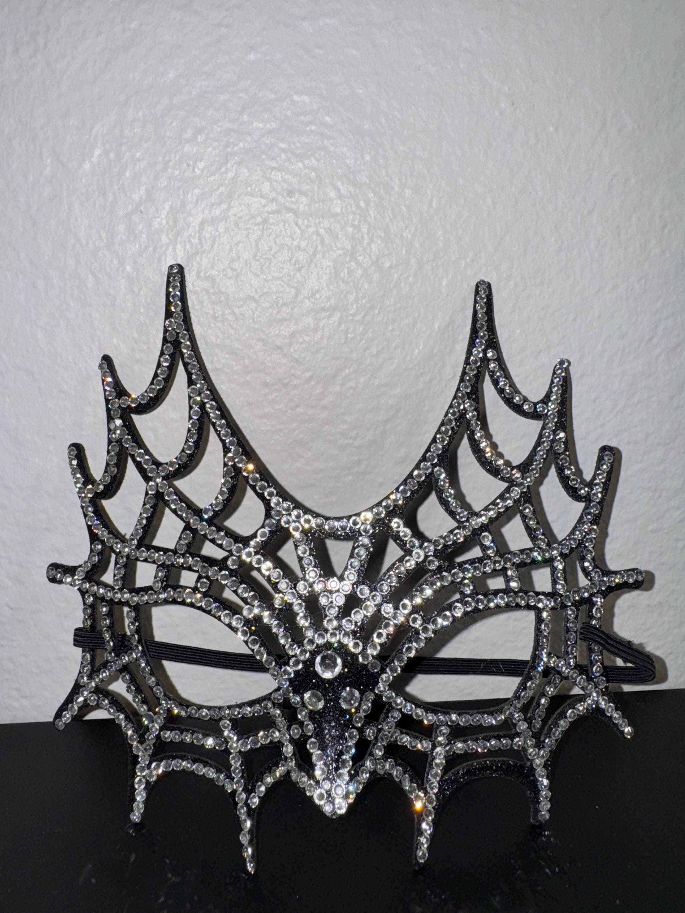 Rhinestone Spiderweb Mask, Gothic Halloween Costume  display picture 3