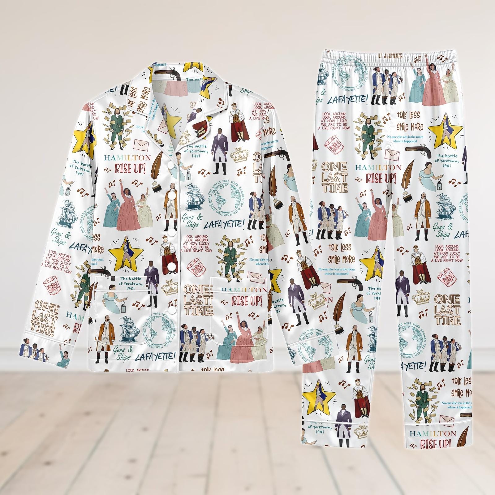 Discover Hamilton Musical Pajamas Set, Broadway Musical Sleepwear, Alexander Hamilton Eliza PJs, Revolutionary Theater Nightwear Gift