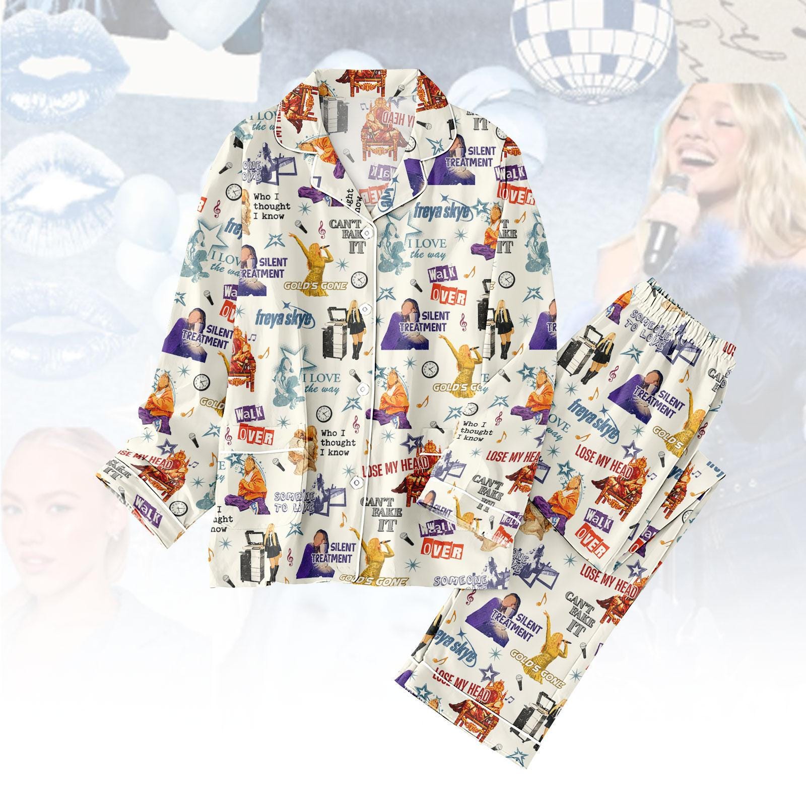 Discover Retro Freya Skye Silent Treatment Pajamas Set, Stars Align Tour 2026 Festival Pajamas, Disney Channel Zombies 4 Nova Bright Pajamas