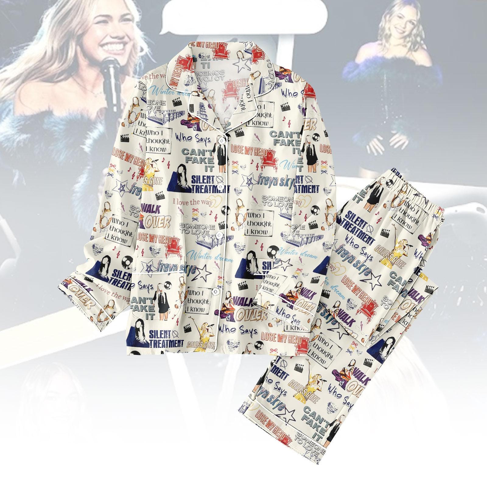 Discover Disney Freya Skye Songs Stars Align Tour Sketch Pajamas Set, Disney Descendants Zombies World Collide Tour Pajamas, Freya Skye Pajamas