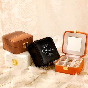 Gepersonaliseerde juwelendoos, reisjuwelendoos, bruidsmeisje geschenkdoos, sieradenopslag, cadeaus voor haar