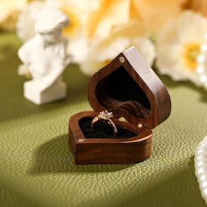 Ring Box Voorstel, Houten Ring Box, Hartvormige Ring Box, Cadeaus voor haar, Valentijnsdag Geschenken, Verjaardagscadeau
