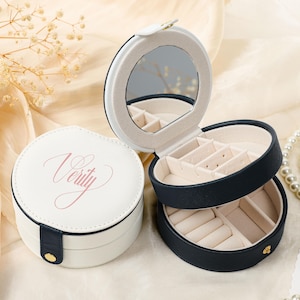 Personalized Travel Jewelry Box, Jewelry Box With Mirror, Bridesmaid Gifts, Bridal Shower Gift, Gift For Her