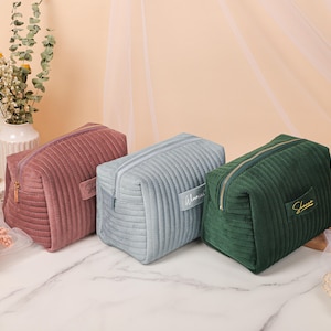 Samt Kosmetiktasche, Braut Dusche Geschenk, Braut Kulturtasche, Benutzerdefinierte Make-up-Tasche, Geburtstagsgeschenk für Sie
