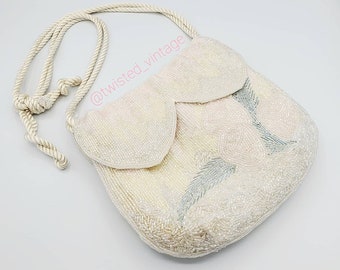 Beautiful Vintage Spring Pastels Beaded Roses Evening Purse