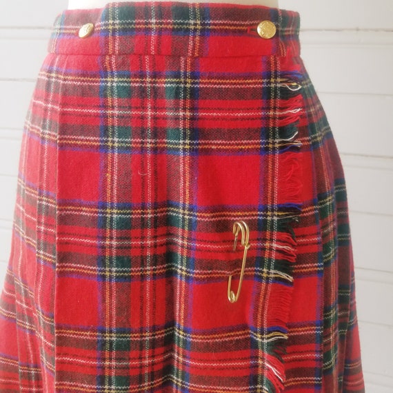 Vintage COURTENAY Red Plaid Wool Skirt 8 S M - image 4