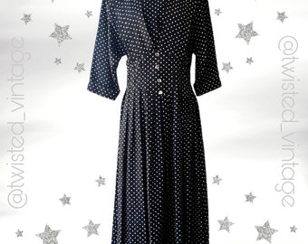 Vintage NINA PICCALINO Black White Stars Starry Dress 8