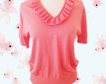 Vintage GIVENCHY SPORT Spring Coral Knit Sweater Top 38 S M