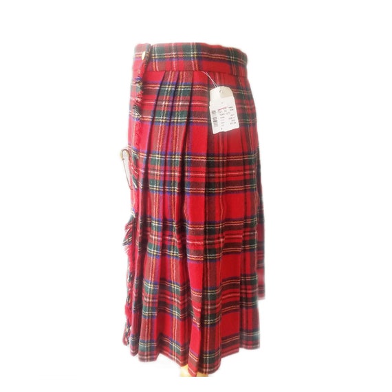 Vintage COURTENAY Red Plaid Wool Skirt 8 S M - image 2
