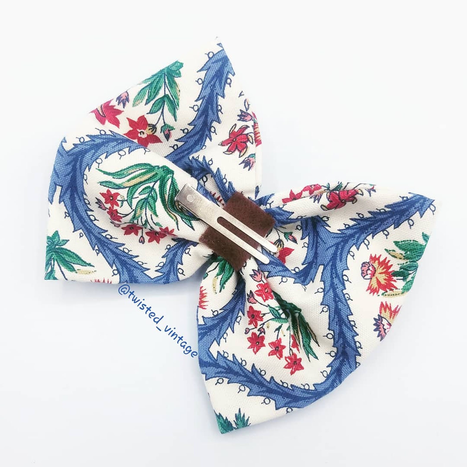 Victorian Wallpaper Fabric Hair Bow Clip Vintage Americana | Etsy