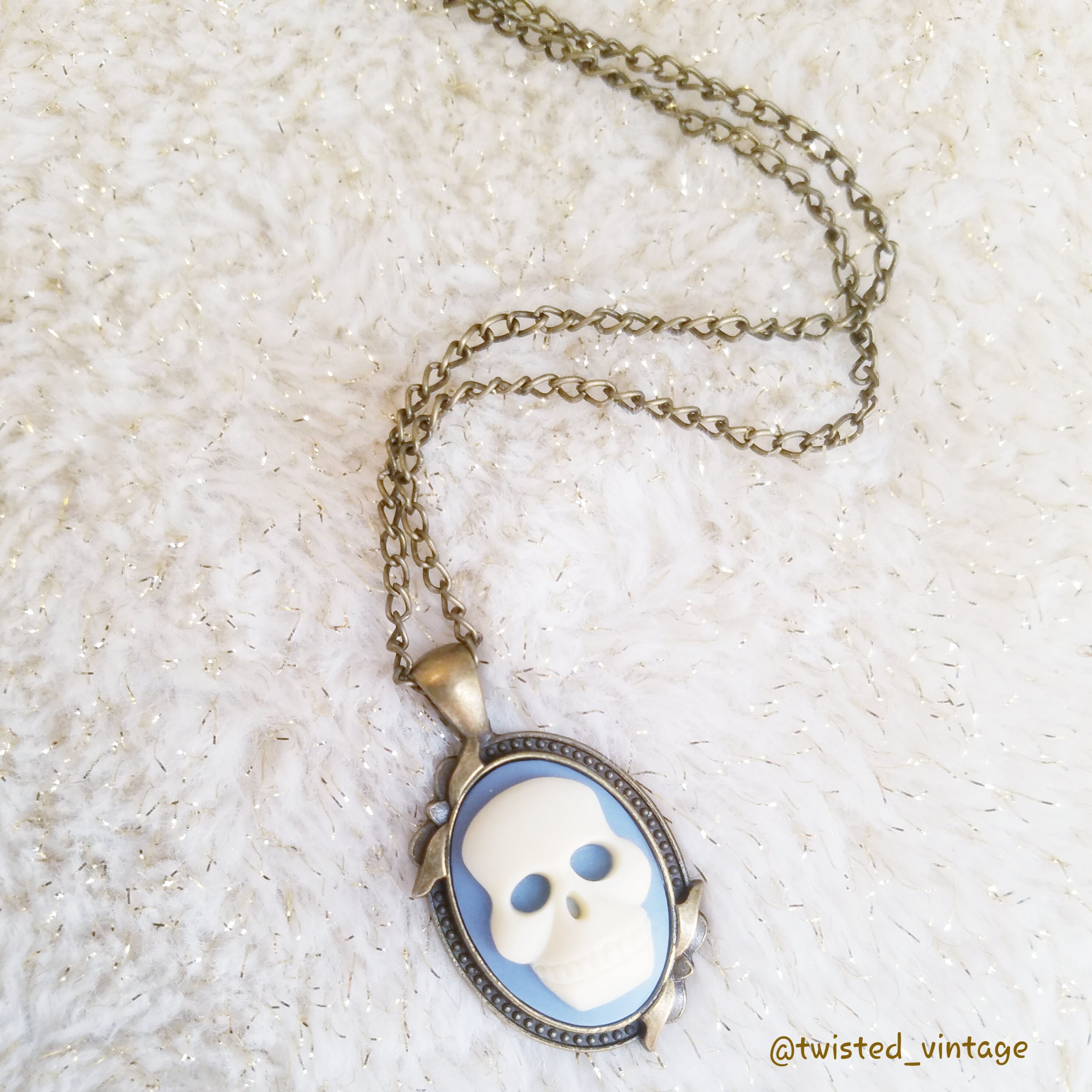 White Skull Baby Blue Cameo Bow Necklace Spooky Goth Gothic Lolita - Etsy