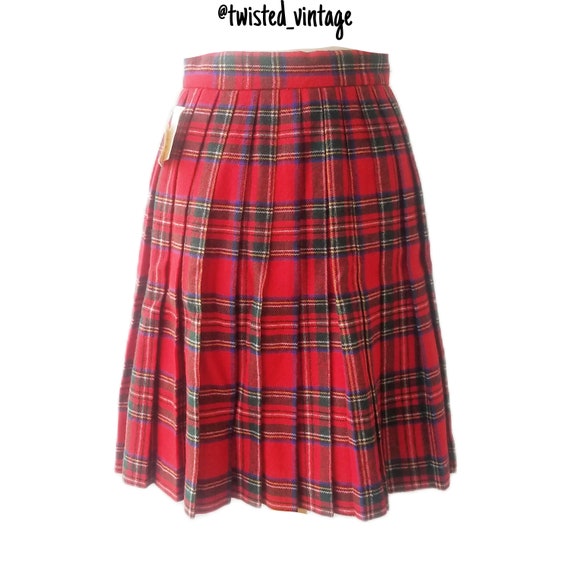 Vintage COURTENAY Red Plaid Wool Skirt 8 S M - image 3