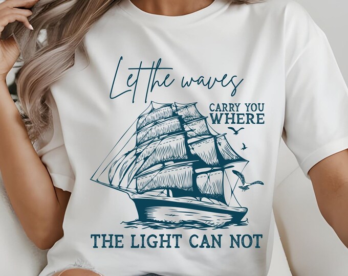 Minimalist Nautical Wave TShirt | Ocean Lover Tee, Beach Aesthetic Shirt | Fisherman Gift | Coastal Summer Graphic | Sea-Inspired Unisex Tee