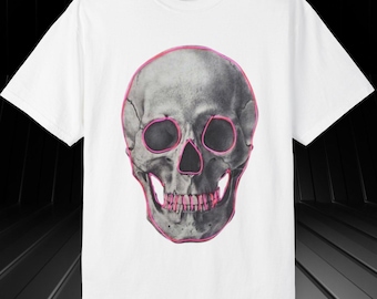 Gothic Schädel Komfort Farben T-Shirt | Unisex Edgy Streetwear | Alt Ästhetisches Grafik-T-Shirt | Grunge Geschenk für Sie oder Ihn
