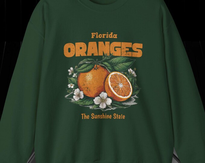 Vintage Florida Citrus Crewneck Sweatshirt | Florida Oranges Pullover | Sunshine State Apparel | Unisex Summer Vibes Gift