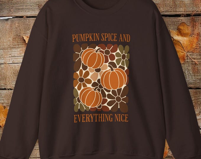Autumn Vibes Pumpkin Spice Sweatshirt | Cozy Fall Crewneck | Gift for Her | Thanksgiving Fashion | Seasonal Sweater | Pumpkin Lover's Top