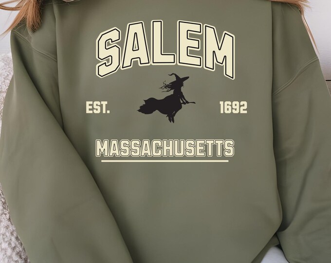 Salem Massachusetts Sweatshirt | Hocus Pocus Halloween Crewneck | Fall Witch Sweater | Spooky Season Shirt | Vintage Witchy Autumn Apparel