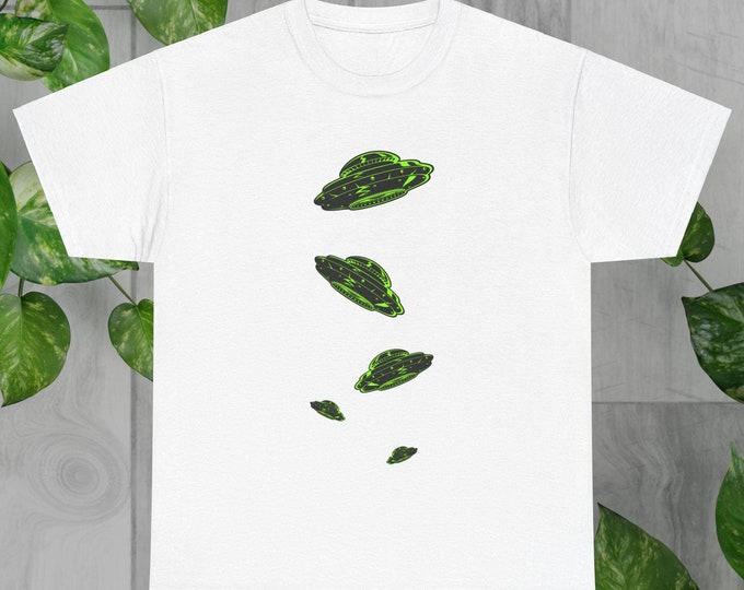 UFO Graphic T-Shirt | Alien Spaceship Tee | Funny Sci-Fi Vintage Shirt | Outer Space Aesthetic Top | Unisex Retro Alien Abduction Shirt