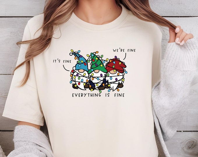 Christmas Gnome Shirt Christmas Lights Garden Gnome Shirts Festive Gnome Christmas Tee Xmas Gnome Graphic Shirt Quirky Christmas Gift Idea