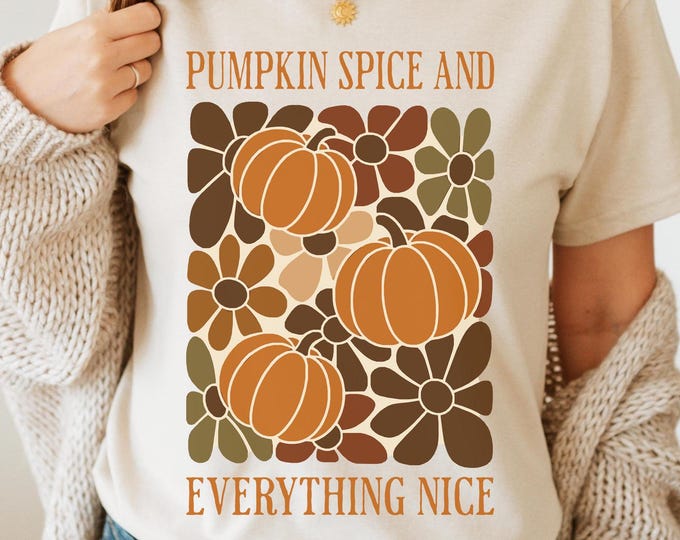 Boho Pumpkin Fall T‑Shirt |  Unisex Heavy Cotton Tee • Rustic Floral Pumpkin Shirt • Autumn Graphic Tee • Thanksgiving Harvest Shirt