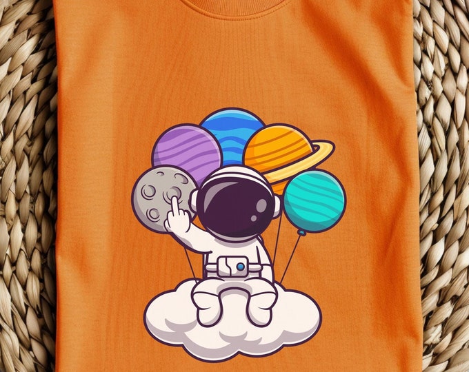 Astronaut Graphic Tee | Funny Space-Themed T-Shirt for Adults | Middle Finger Astronaut Shirt | Unique Galaxy Graphic Tee Gift