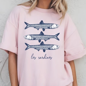 Sardines T-Shirt | Nautical Fisherman Aesthetic Tee | Vintage French Coastal Shirt | Maritime Ocean Lover Gift | Retro Fishing Graphic Tee