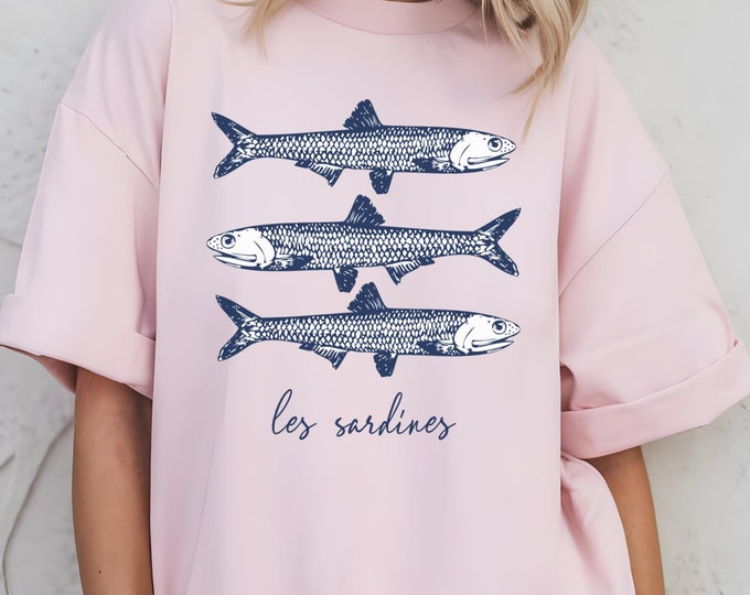 Sardines T-Shirt | Nautical Fisherman Aesthetic Tee | Vintage French Coastal Shirt | Maritime Ocean Lover Gift | Retro Fishing Graphic Tee
