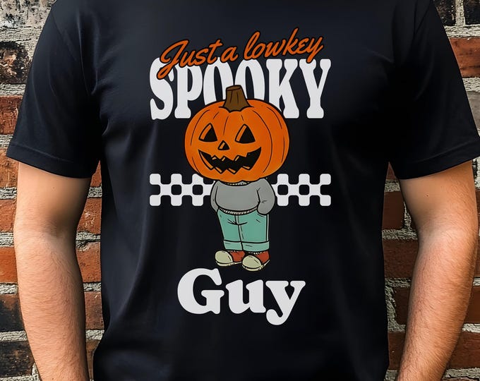 Halloween Spooky Chill Guy Tee | Retro Halloween Graphic Shirt | Spooky Dude Unisex Tee | Fall Vibes Skeleton Pumpkin Top | Cozy Halloween