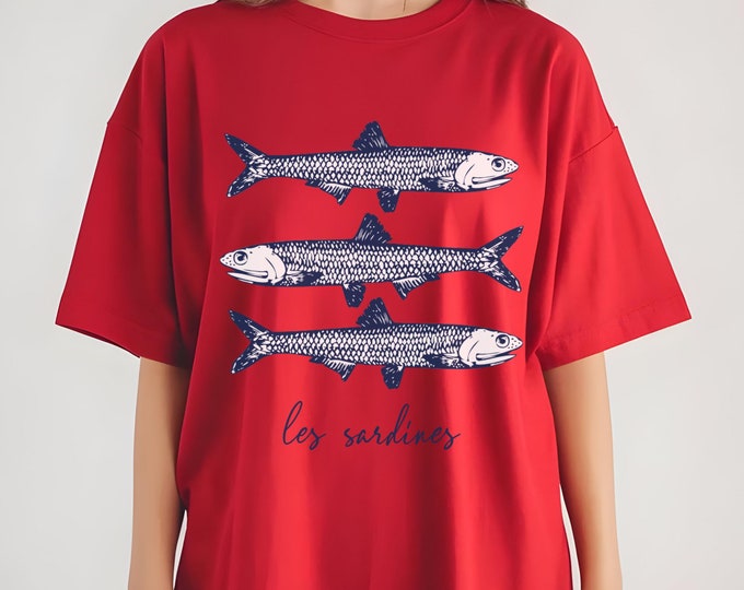 Sardines T-Shirt | Nautical Fisherman Aesthetic Tee | Vintage French Coastal Shirt | Maritime Ocean Lover Gift | Retro Fishing Graphic Tee