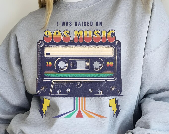 Raised on 90s Music T-Shirt | Retro Nostalgia Graphic Tee | Unisex 90s Lover Shirt | Vintage Music Apparel | Fun Gift for Music Fans