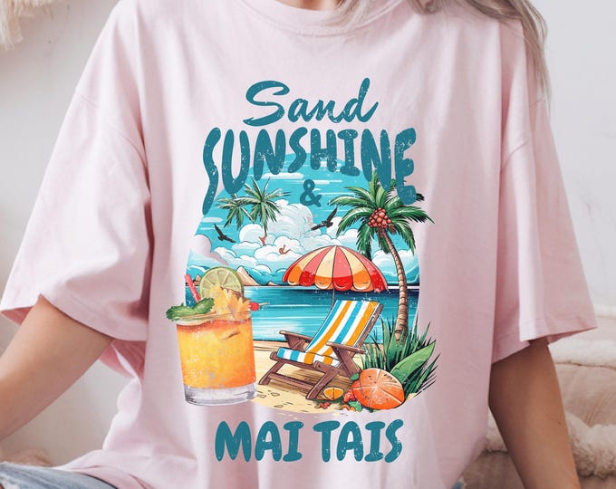 Mai Tai Beach Vibes T-Shirt | Unisex Summer Graphic Tee | Tropical Vacation Shirt | Pool Party Outfit | Cocktail Lover Gift