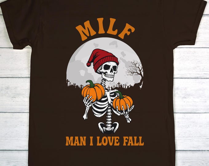 Funny Fall Skeleton T-Shirt | Cute Pumpkin Halloween Graphic Tee | Spooky Season Shirt | Autumn Aesthetic Gift | Unisex Fall Top