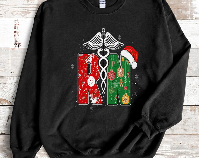 RN Sweatshirt Christmas Nursing Sweatshirt Registered Nurse Holiday Sweatshirt Nurse Crew Unisex Crewneck Gift for Nurse